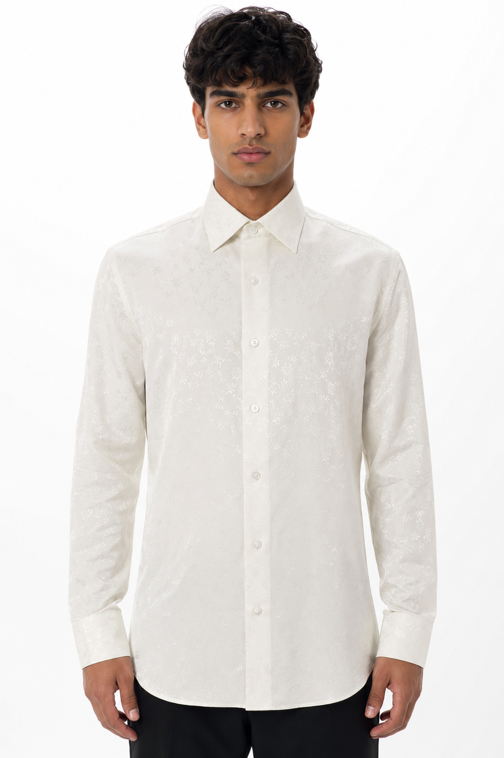 [41749-BEYAZ] TONAL CEREMONY DRESS SHIRT