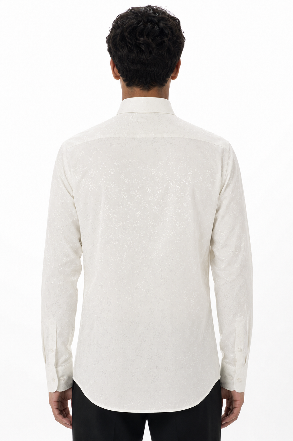 [41749-BEYAZ] TONAL CEREMONY DRESS SHIRT