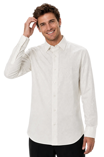 [41749-BEYAZ] TONAL CEREMONY DRESS SHIRT