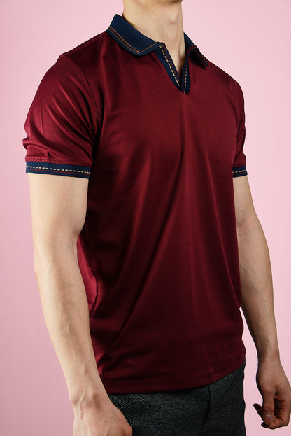 DT Euro Stripe Collar Merc Polo