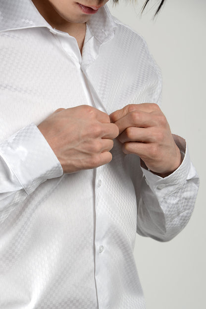 Euro Tone on Tone Checkerboard LS Shirt