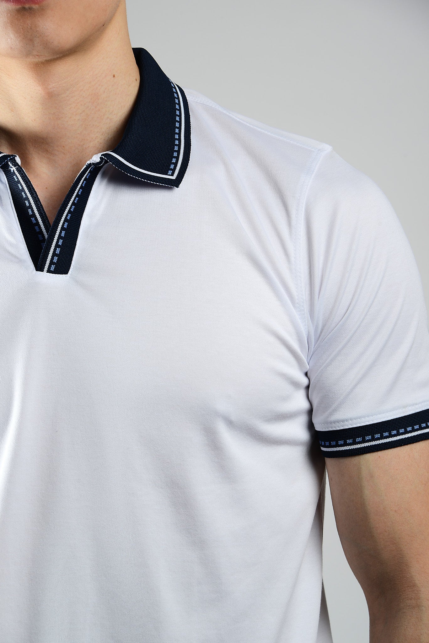 DT Euro Stripe Collar Merc Polo