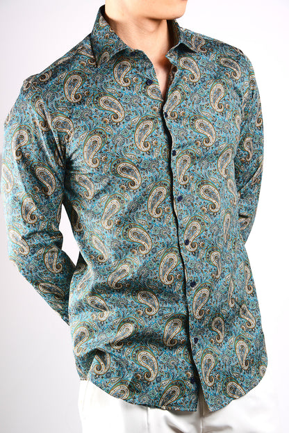 [48011-34] DT PRINTED DRESS SHIRT