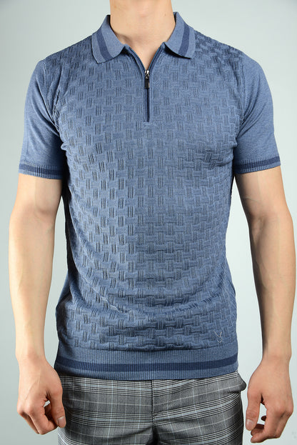 Textured Tipping Zip Knit Polo