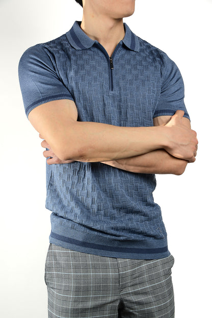 Textured Tipping Zip Knit Polo