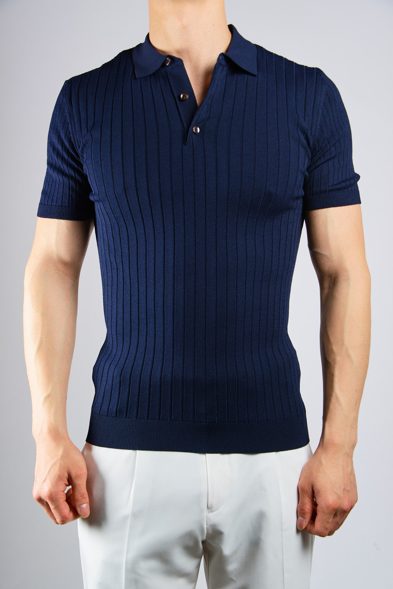 S/S Textured Ribbed Modern Polo