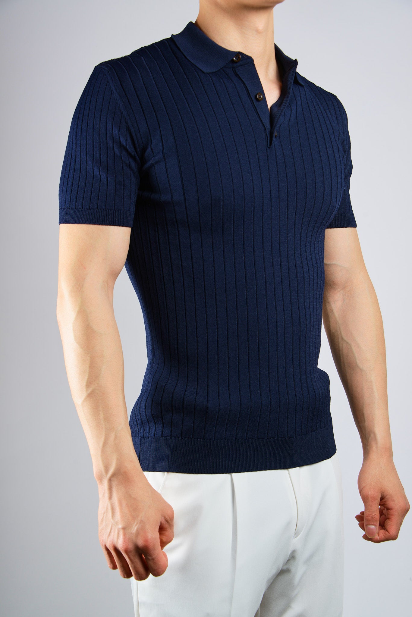 S/S Textured Ribbed Modern Polo