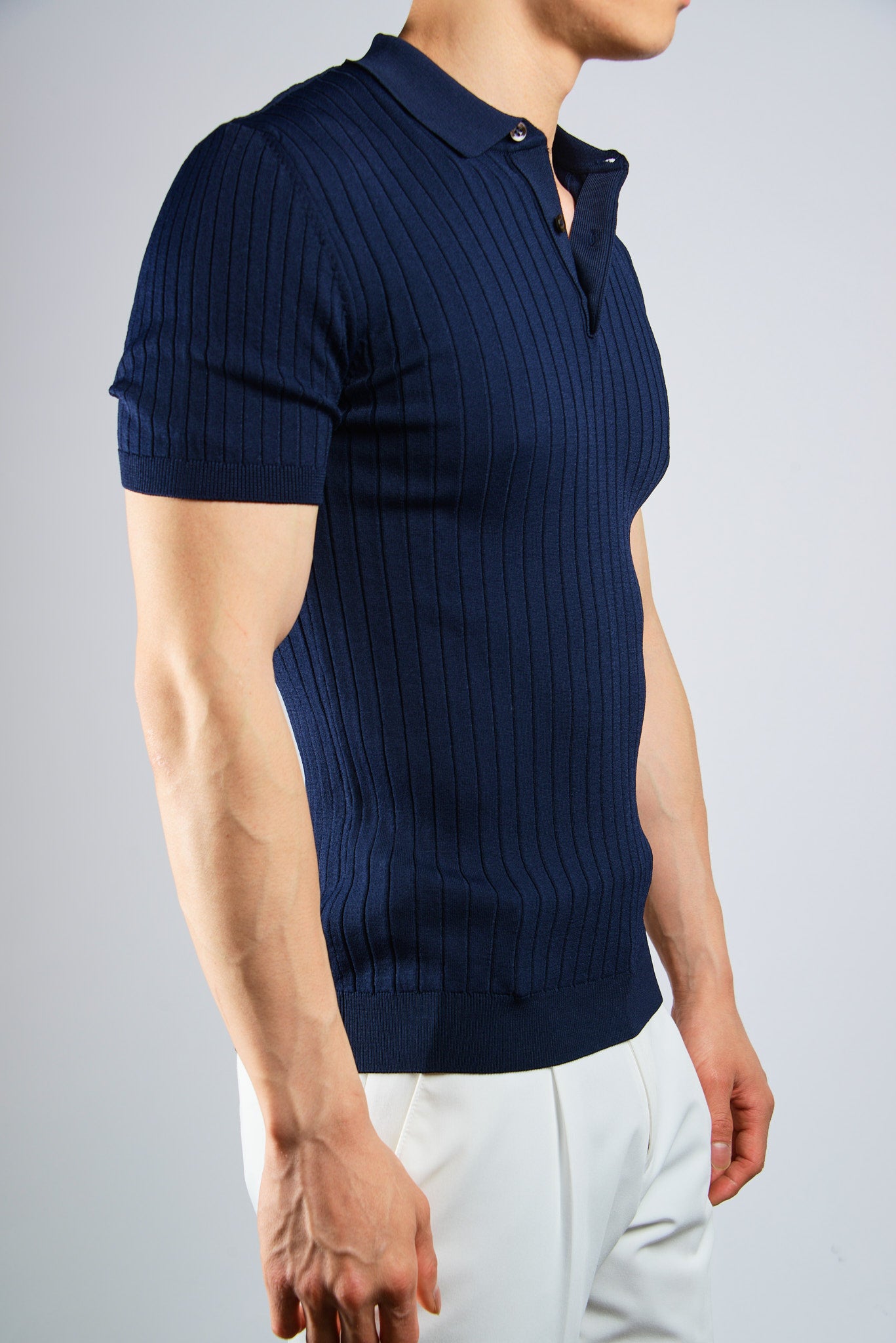 S/S Textured Ribbed Modern Polo