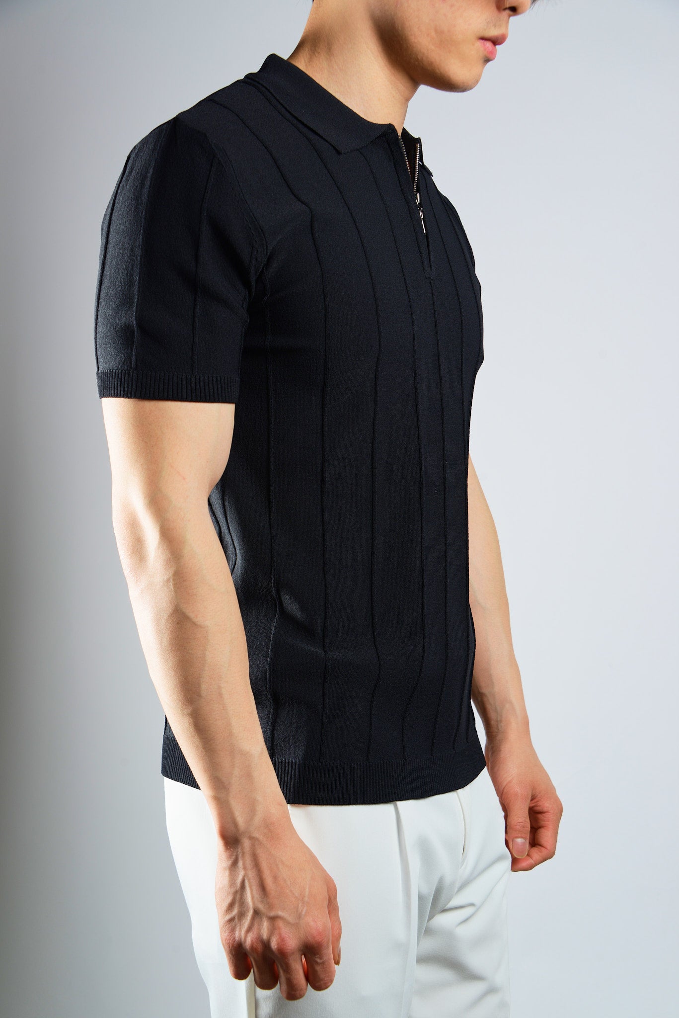 S/S Textured Zip Modern Polo