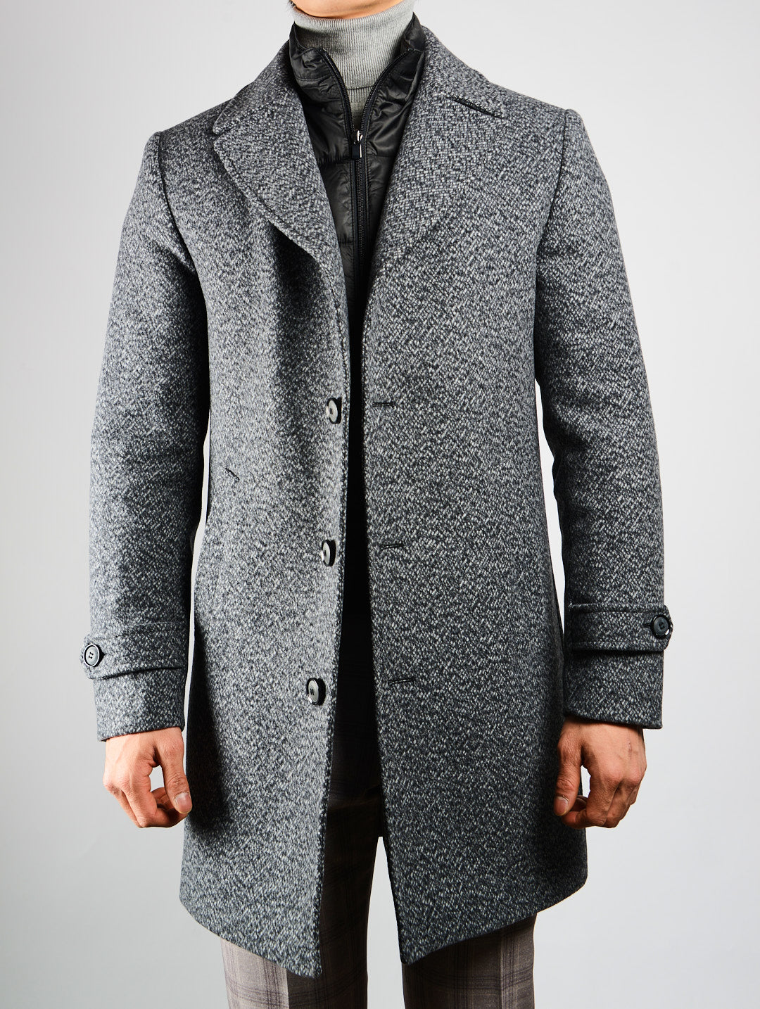 Preston Horizontal Stripe Tweed Coat