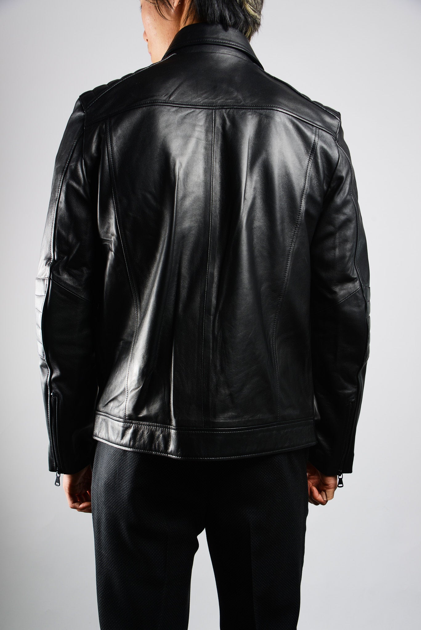 Holloway Stand Up Collar Moto Leather Jacket