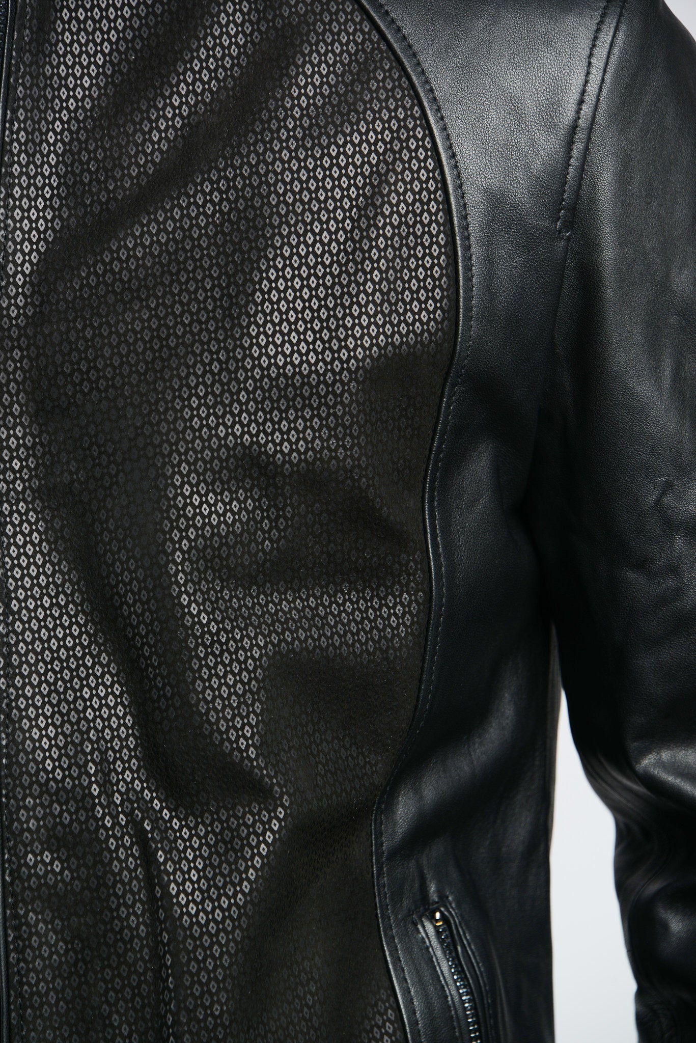 Holloway Dot Imprint Moto Leather Jacket