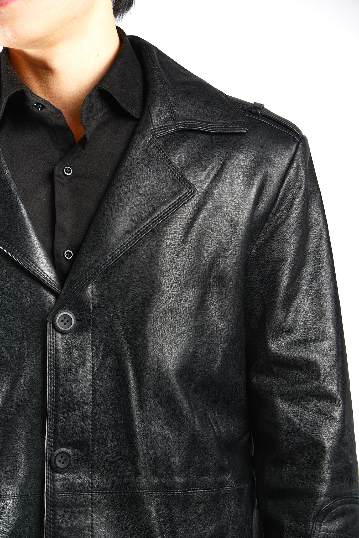 Holloway 3/4 Leather Trench Coat