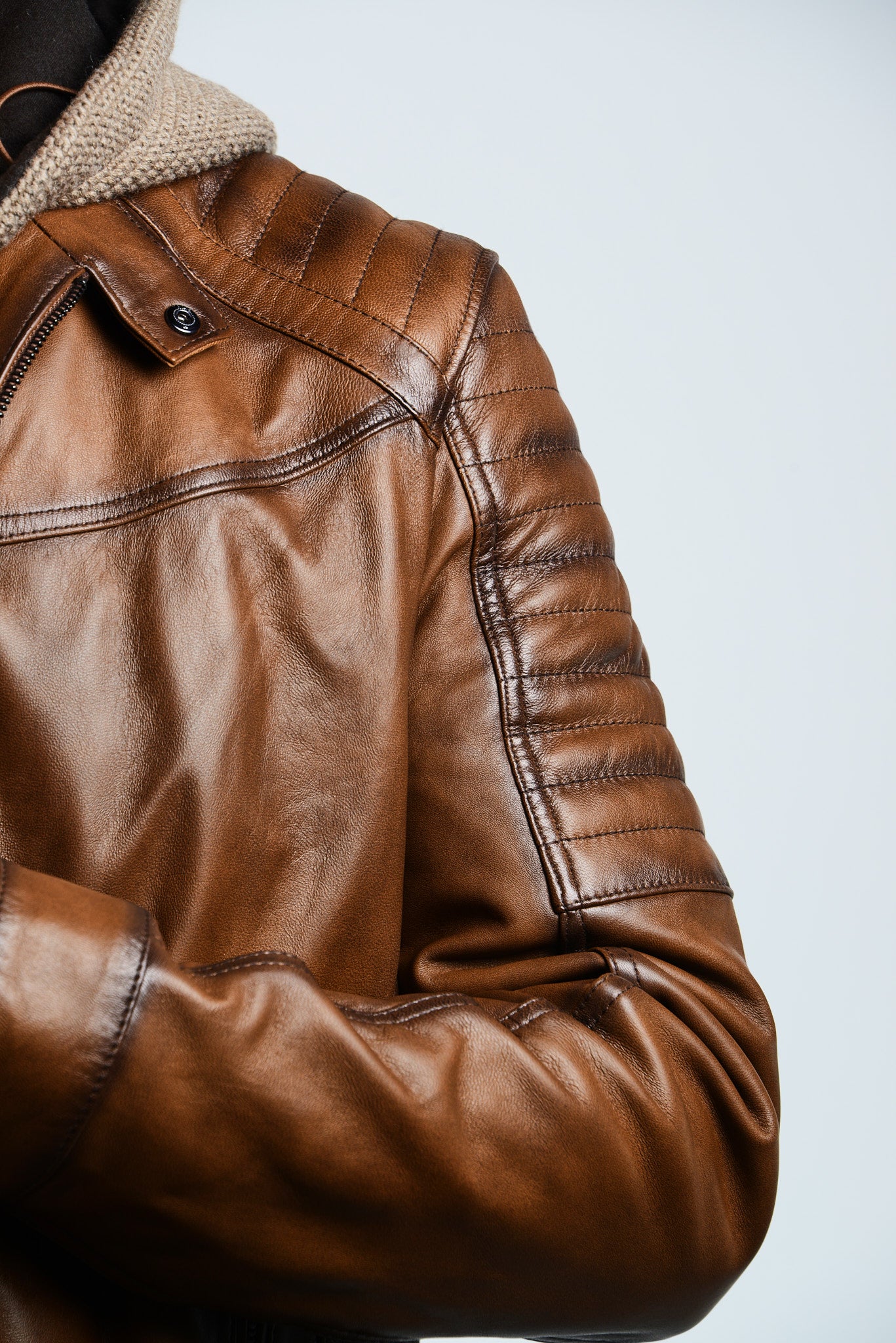 Holloway Moto Leather Jacket w/Hoody