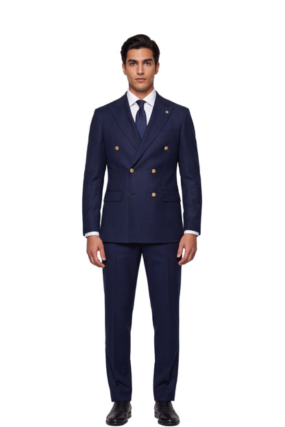[GB-ATLAS NAVY192] ATLAS DB GOLD BUTTON STRETCH BLAZER