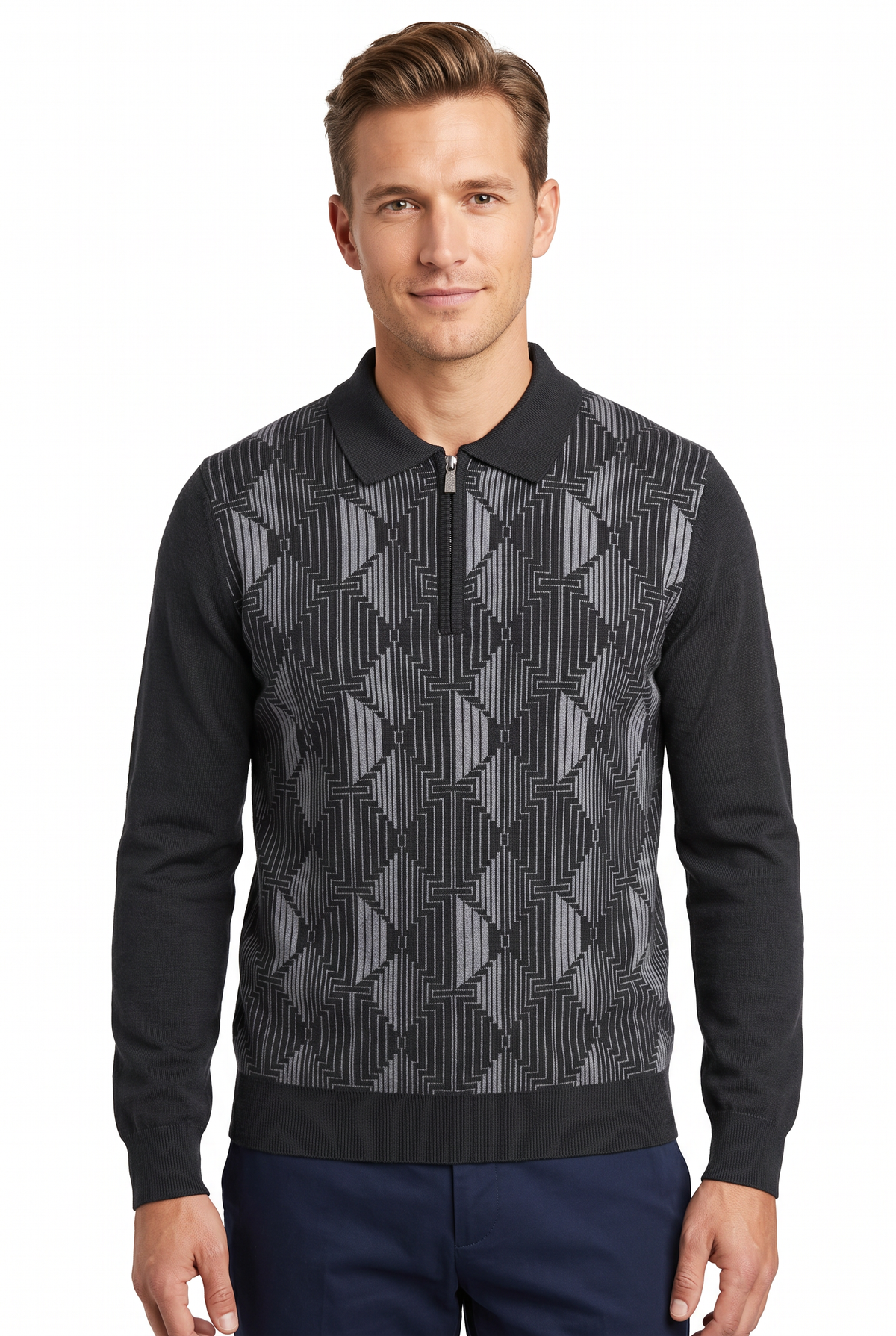 [39815-40-101] WOOL BLEND LS POLO