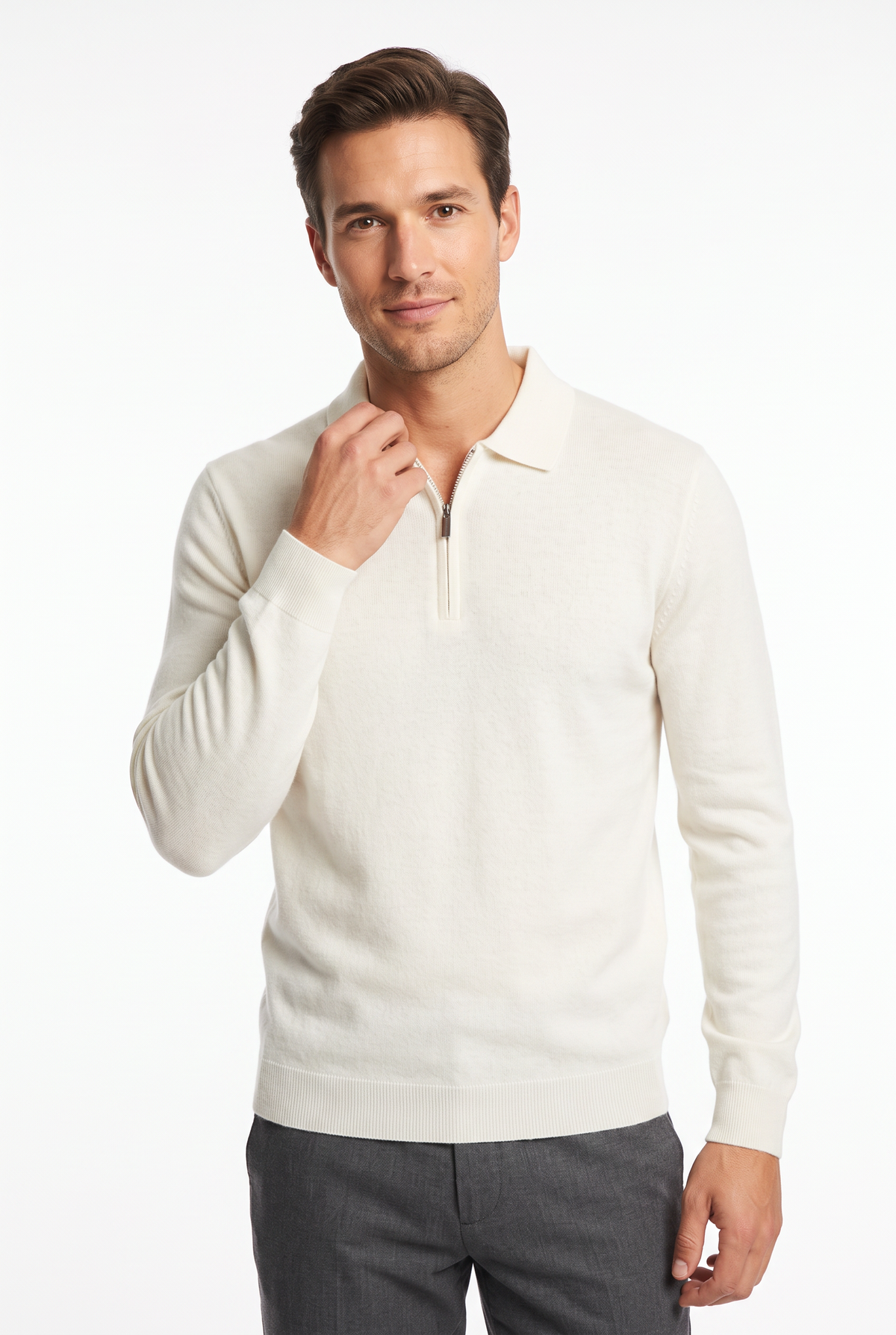 [32091-40-108] CASHMERE BLEND LS POLO