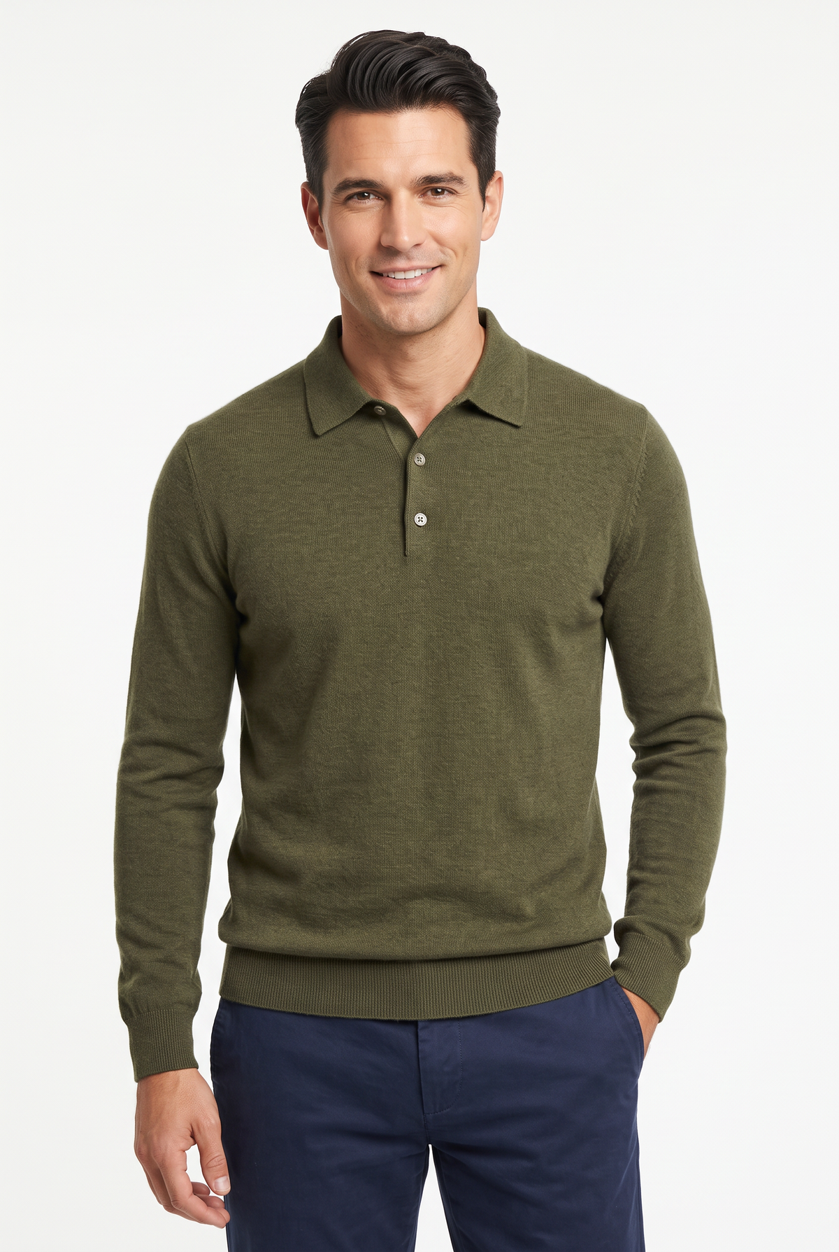 [32092-40-182] CASHMERE BLEND LS POLO