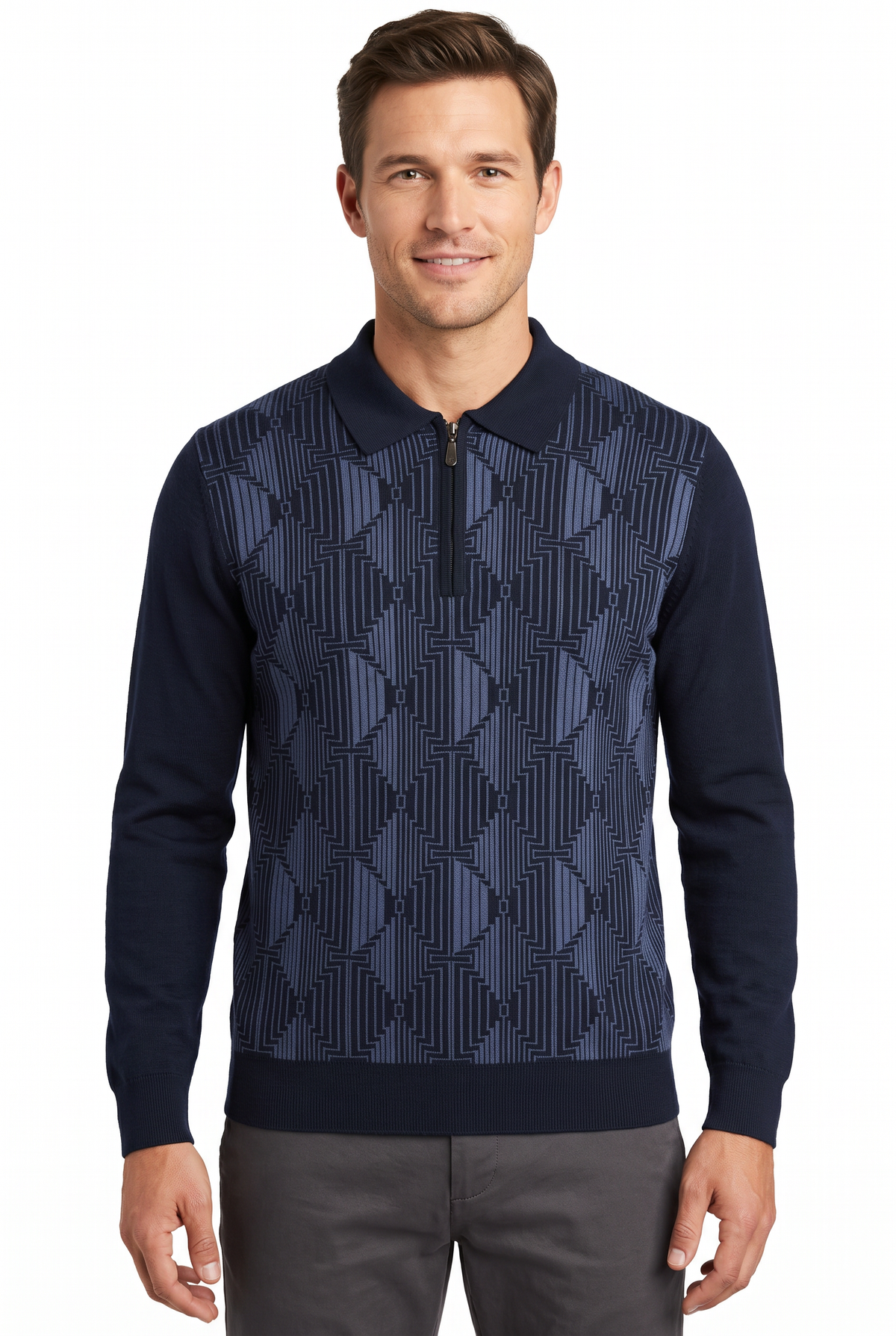 [39815-40-102] WOOL BLEND LS POLO