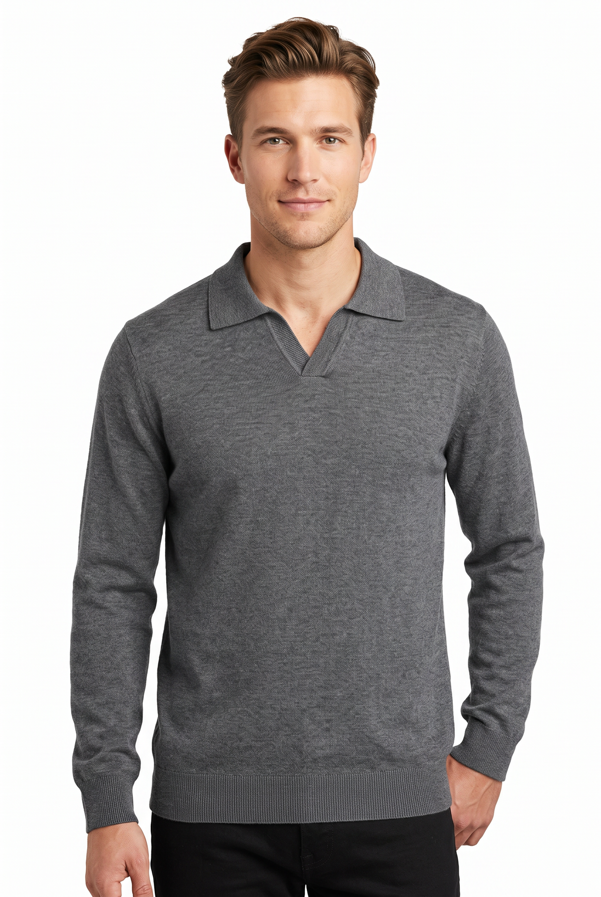 [32090-40-103] CASHMERE BLEND LS JOHNNY COLLAR