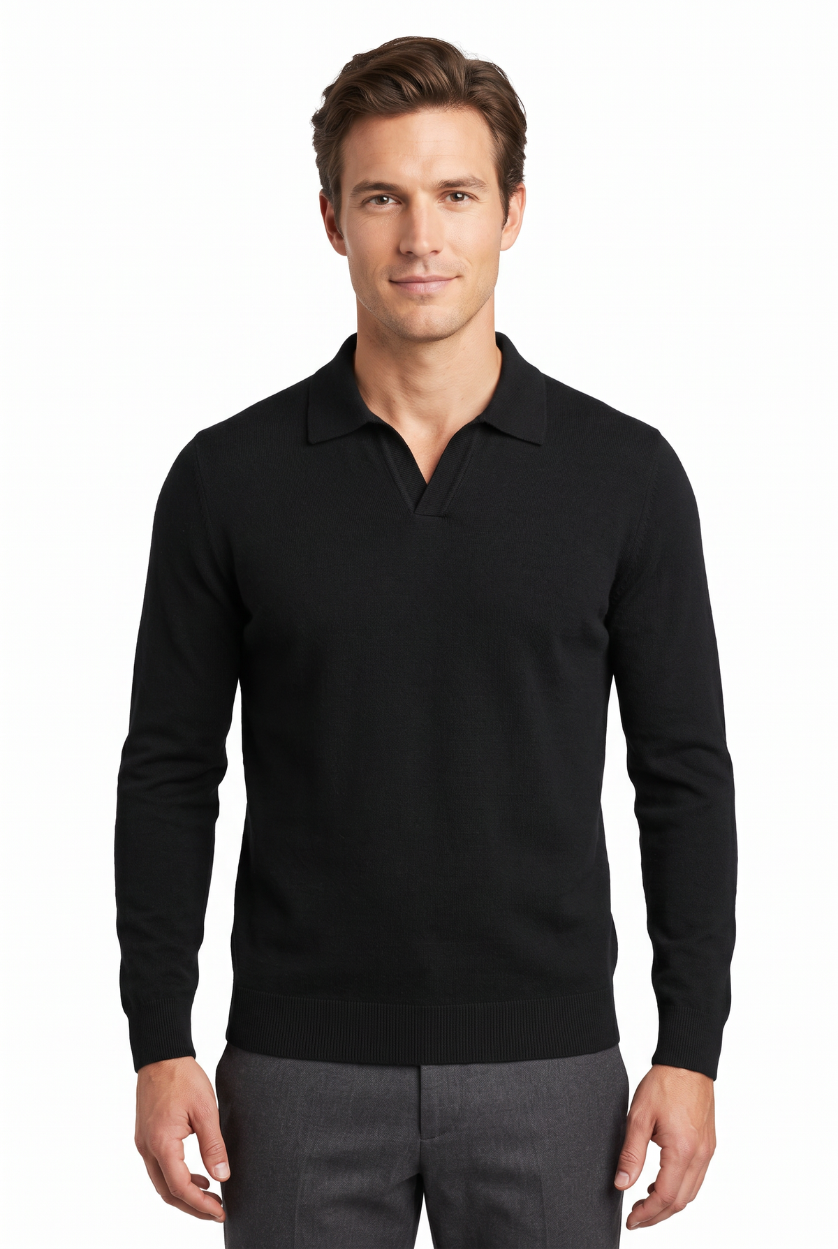 [32090-40-101] CASHMERE BLEND LS JOHNNY COLLAR
