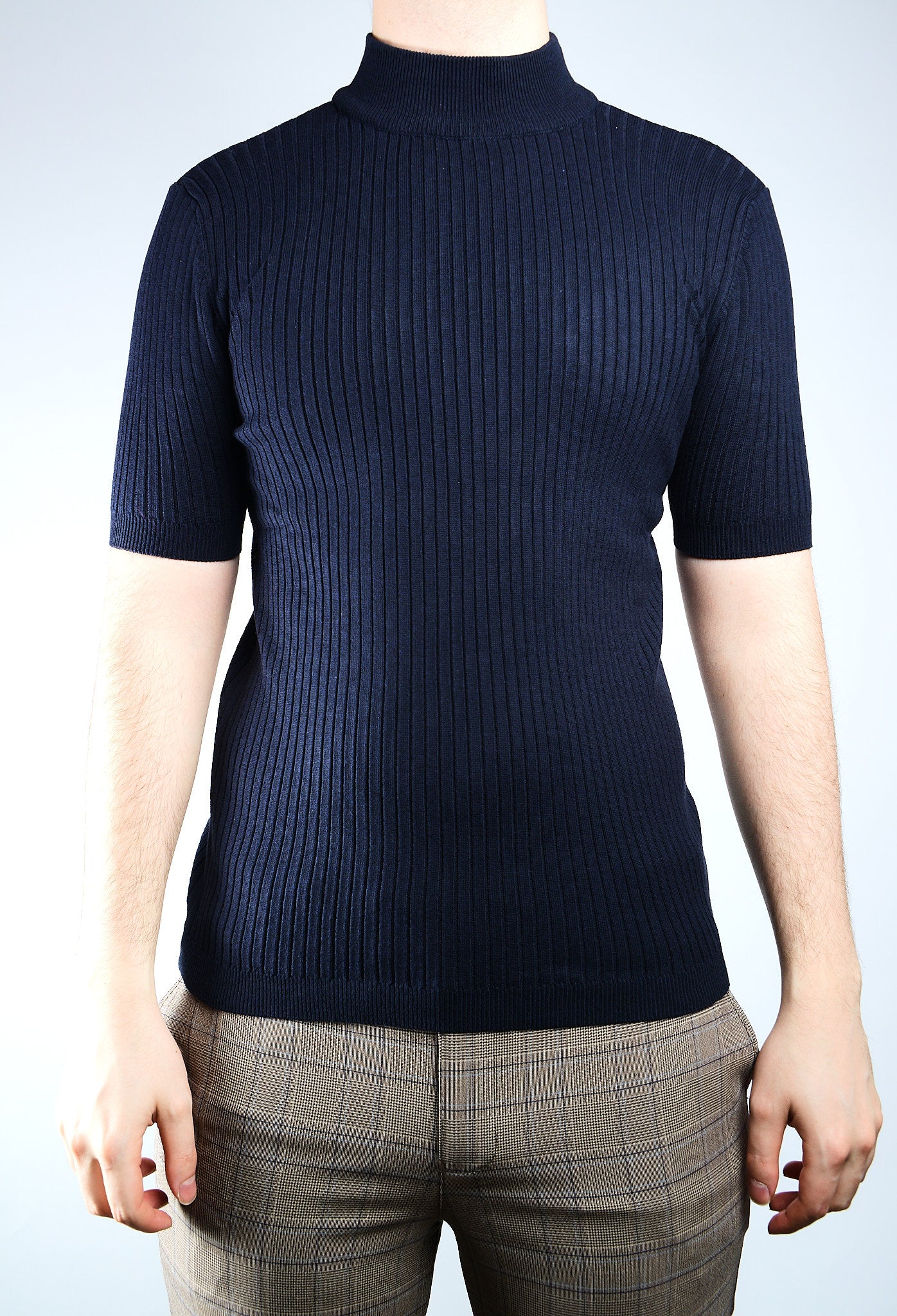 SHORT SLEEVE RIB MOCKNECK
