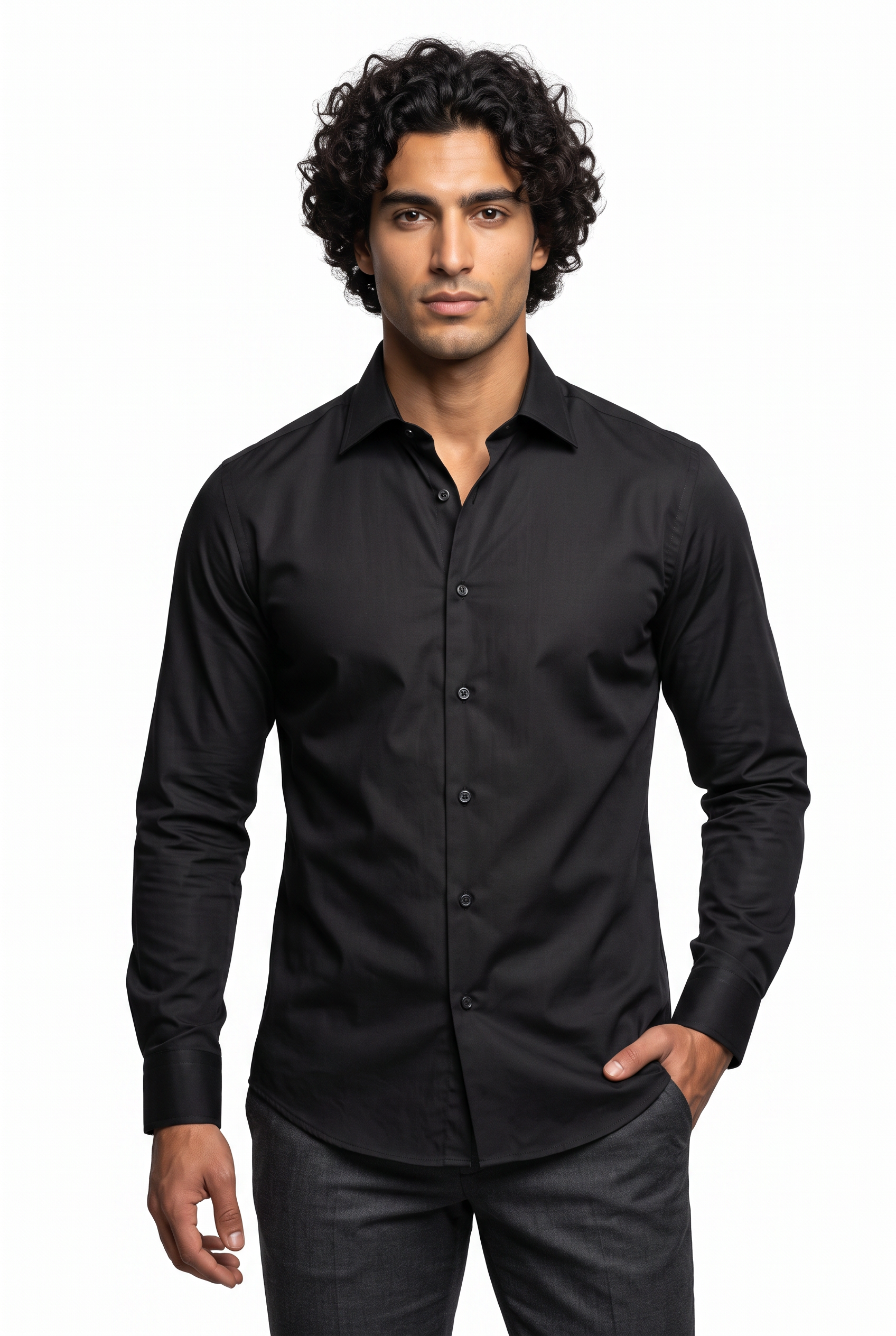 [41784-BLACK] Z SOLID DRESS SHIRT