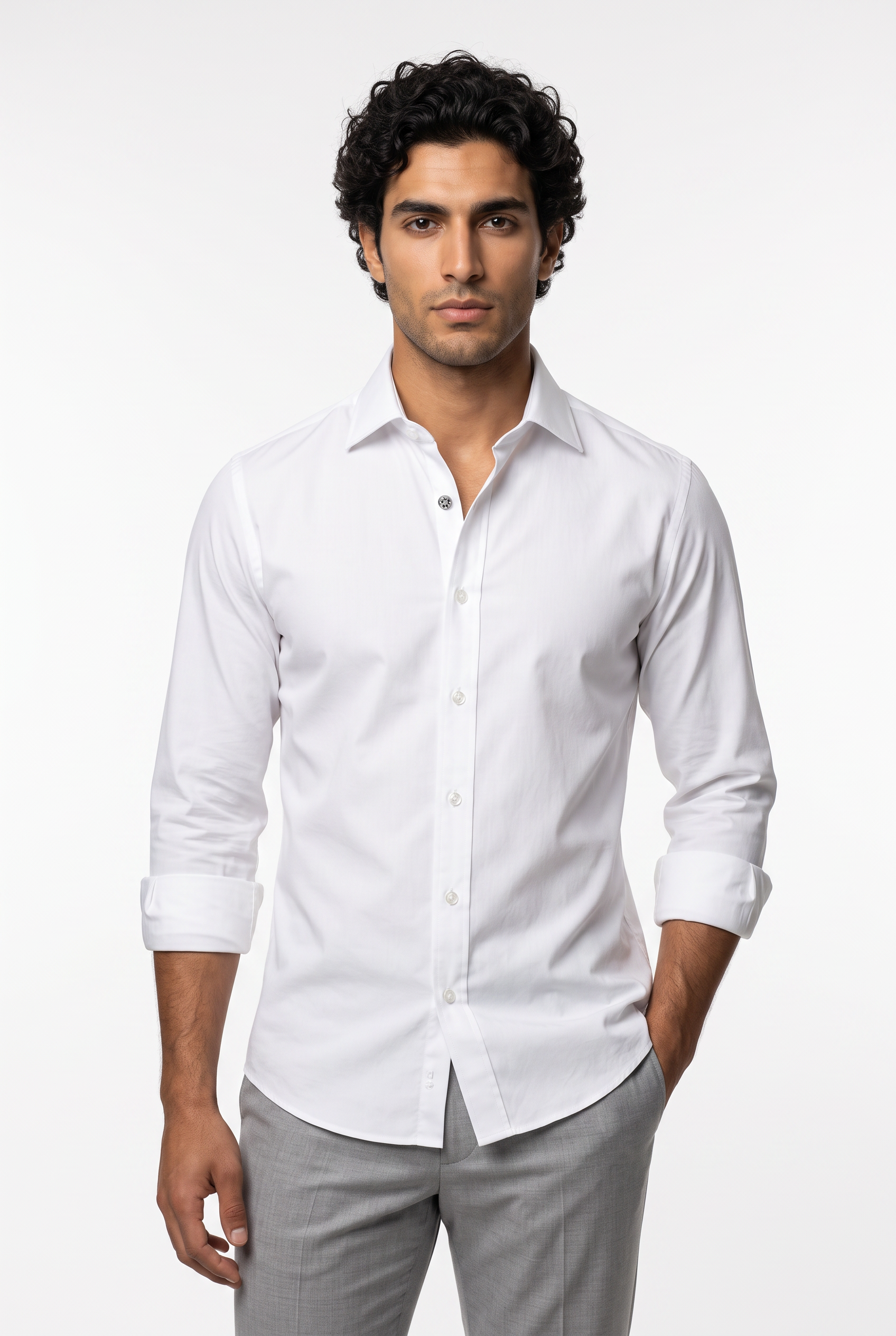 [41784-WHITE] Z SOLID DRESS SHIRT