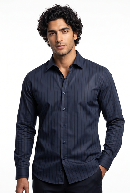 [48025-27] LS TONAL SHADOW STRIPE SHIRT