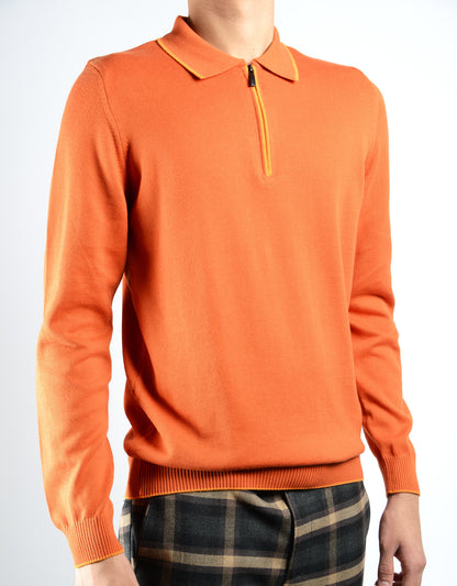 DT Tipped 1/4 Zip Polo Ls