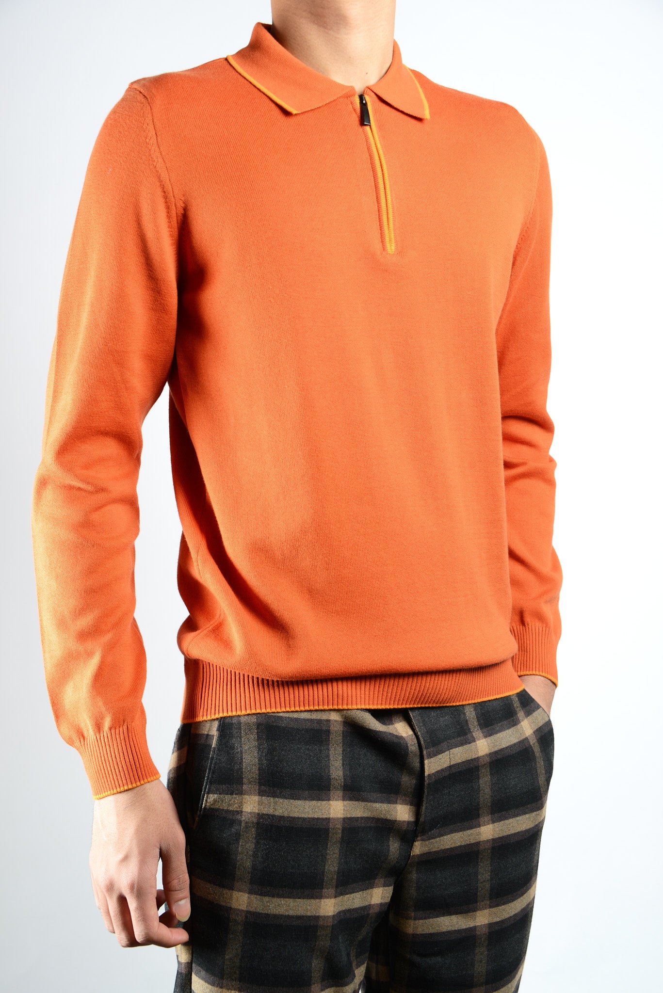 DT Tipped 1/4 Zip Polo Ls