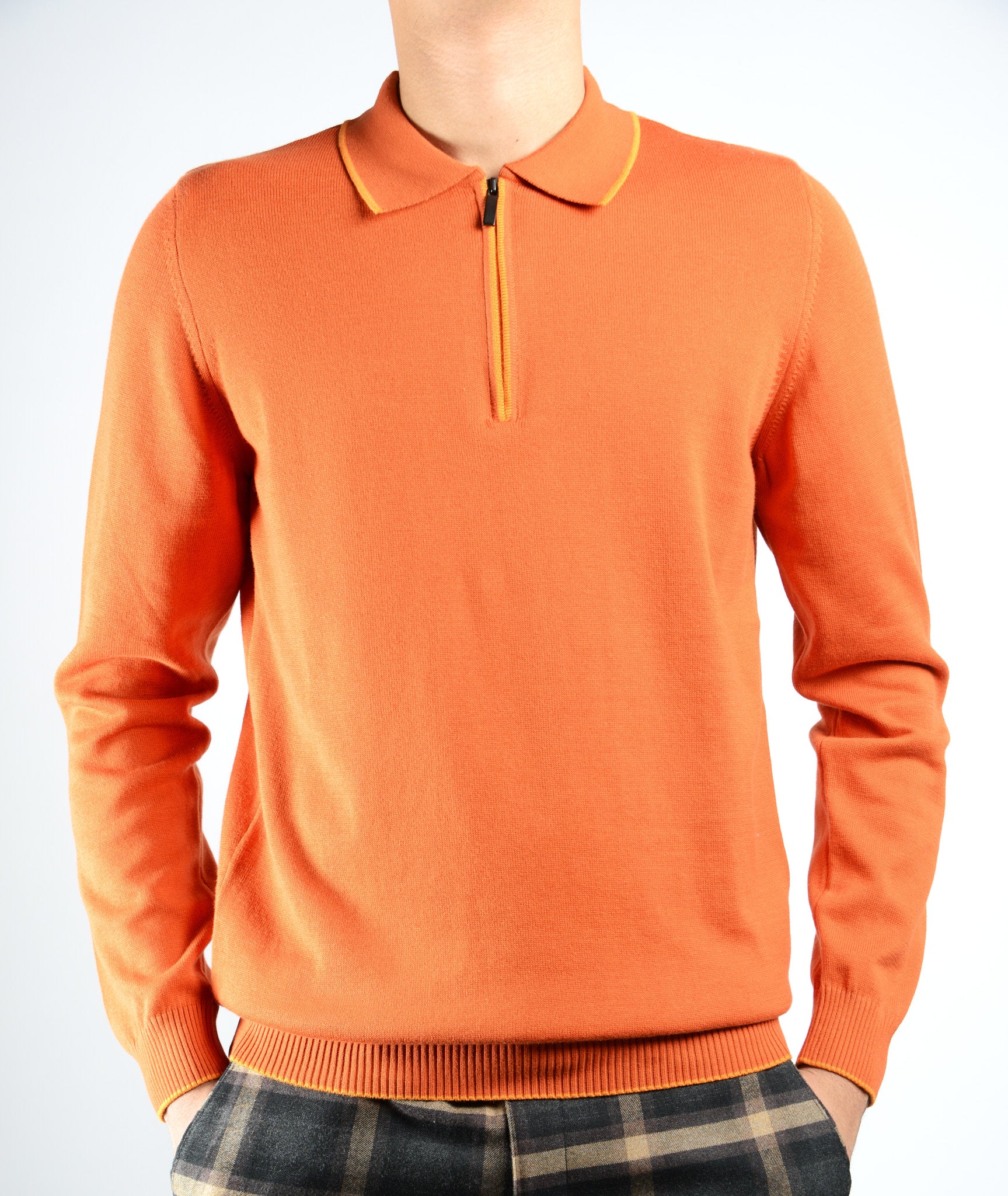DT Tipped 1/4 Zip Polo Ls