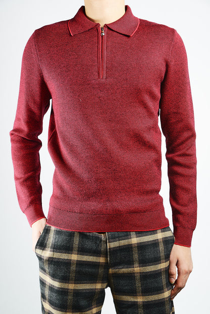 DT 1/4 Zip Melange Polo Ls