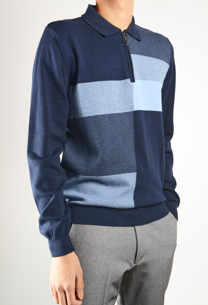 DT 1/4 Zip Multi Colorblock Polo Ls
