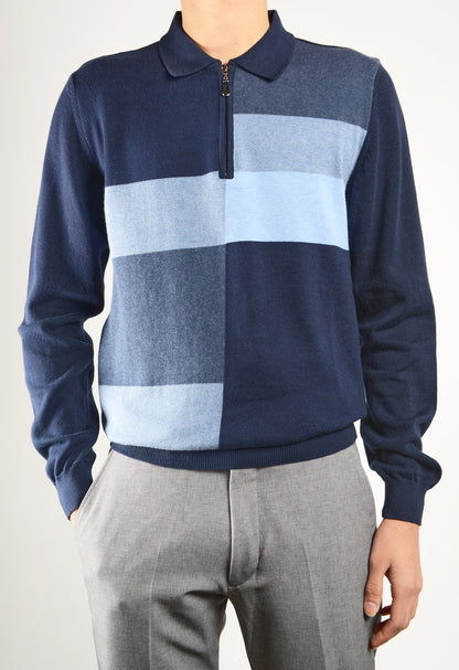 DT 1/4 Zip Multi Colorblock Polo Ls