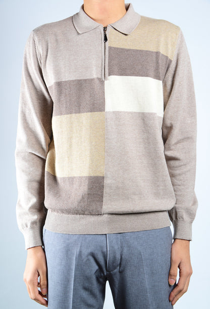 DT 1/4 Zip Multi Colorblock Polo Ls
