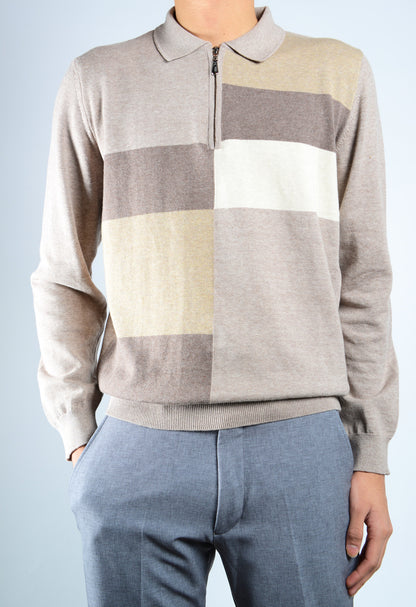 DT 1/4 Zip Multi Colorblock Polo Ls