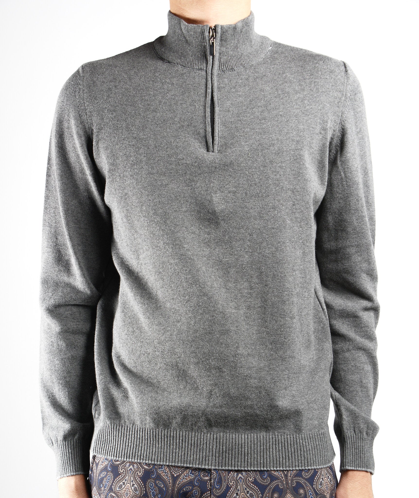 DT 1/4 Zip Melange Mock Ls