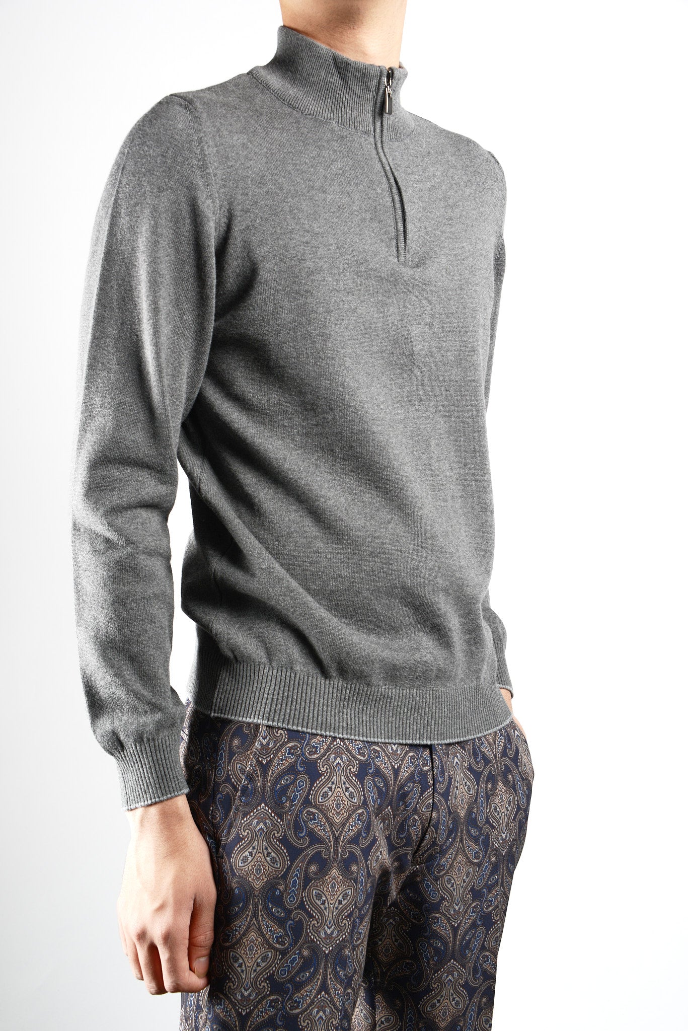DT 1/4 Zip Melange Mock Ls
