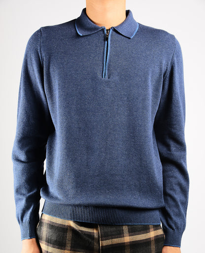 DT Tipped 1/4 Zip Polo Ls