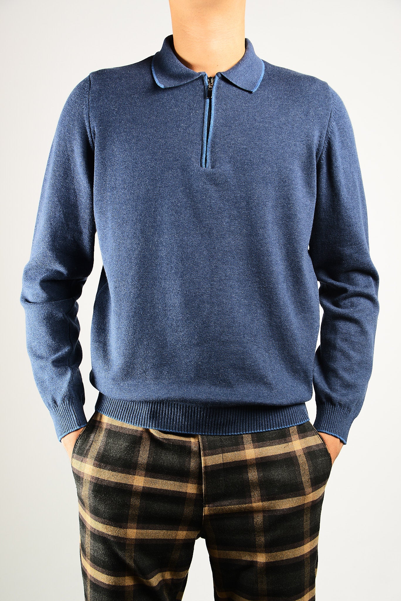 DT Tipped 1/4 Zip Polo Ls
