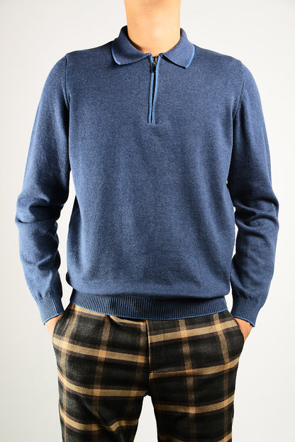 DT Tipped 1/4 Zip Polo Ls