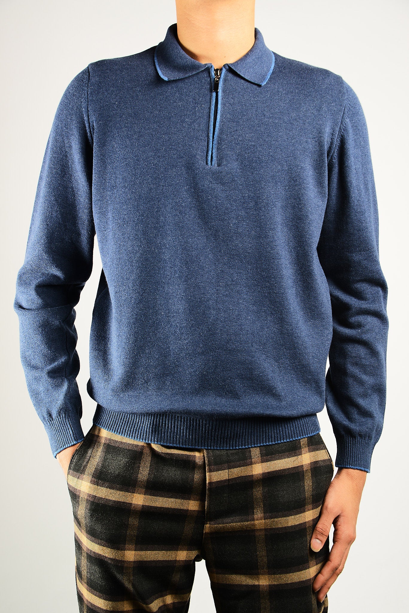 DT Tipped 1/4 Zip Polo Ls