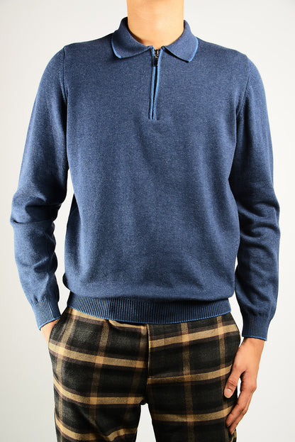 DT Tipped 1/4 Zip Polo Ls