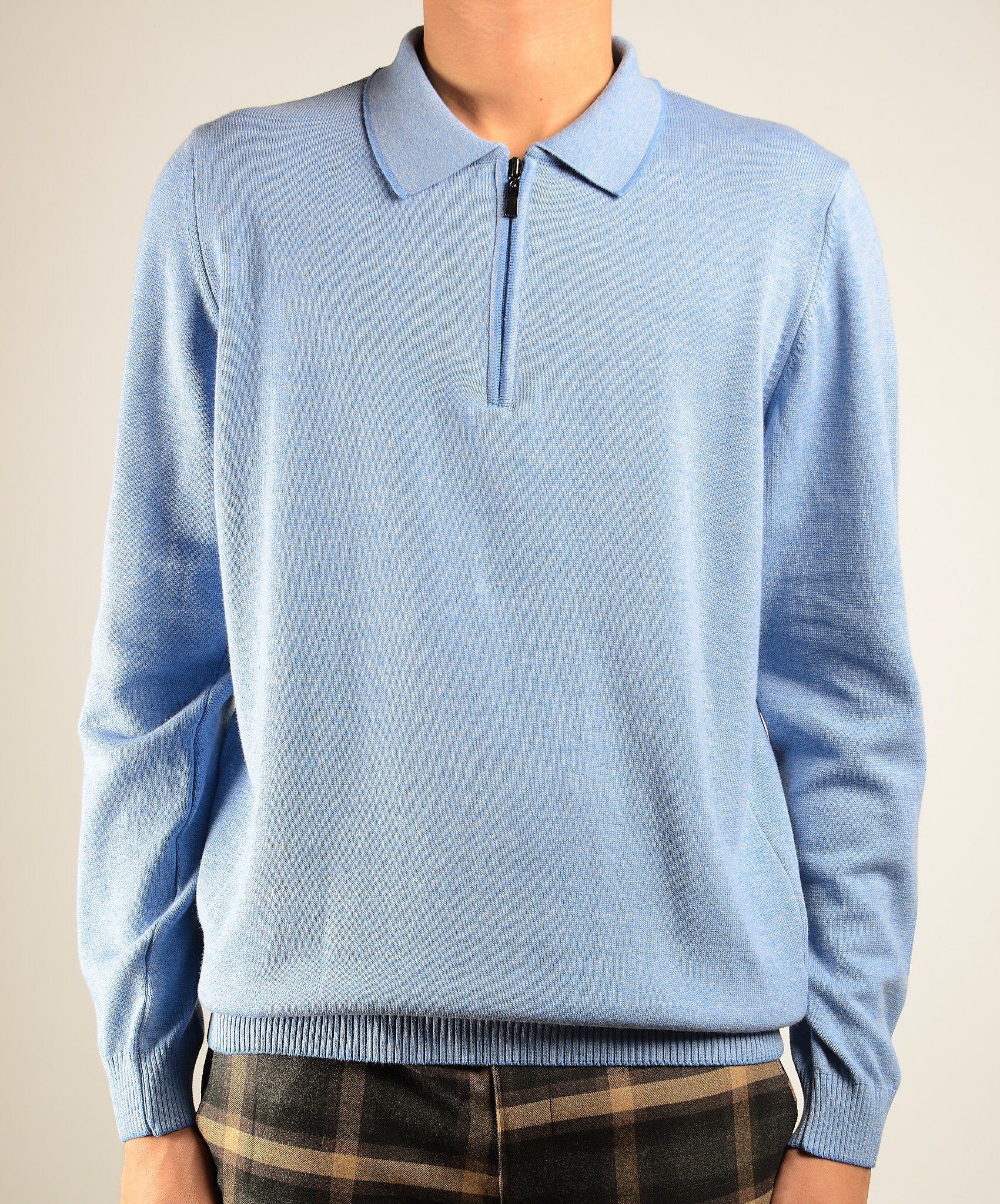DT Tipped 1/4 Zip Polo Ls