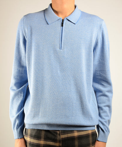 DT Tipped 1/4 Zip Polo Ls