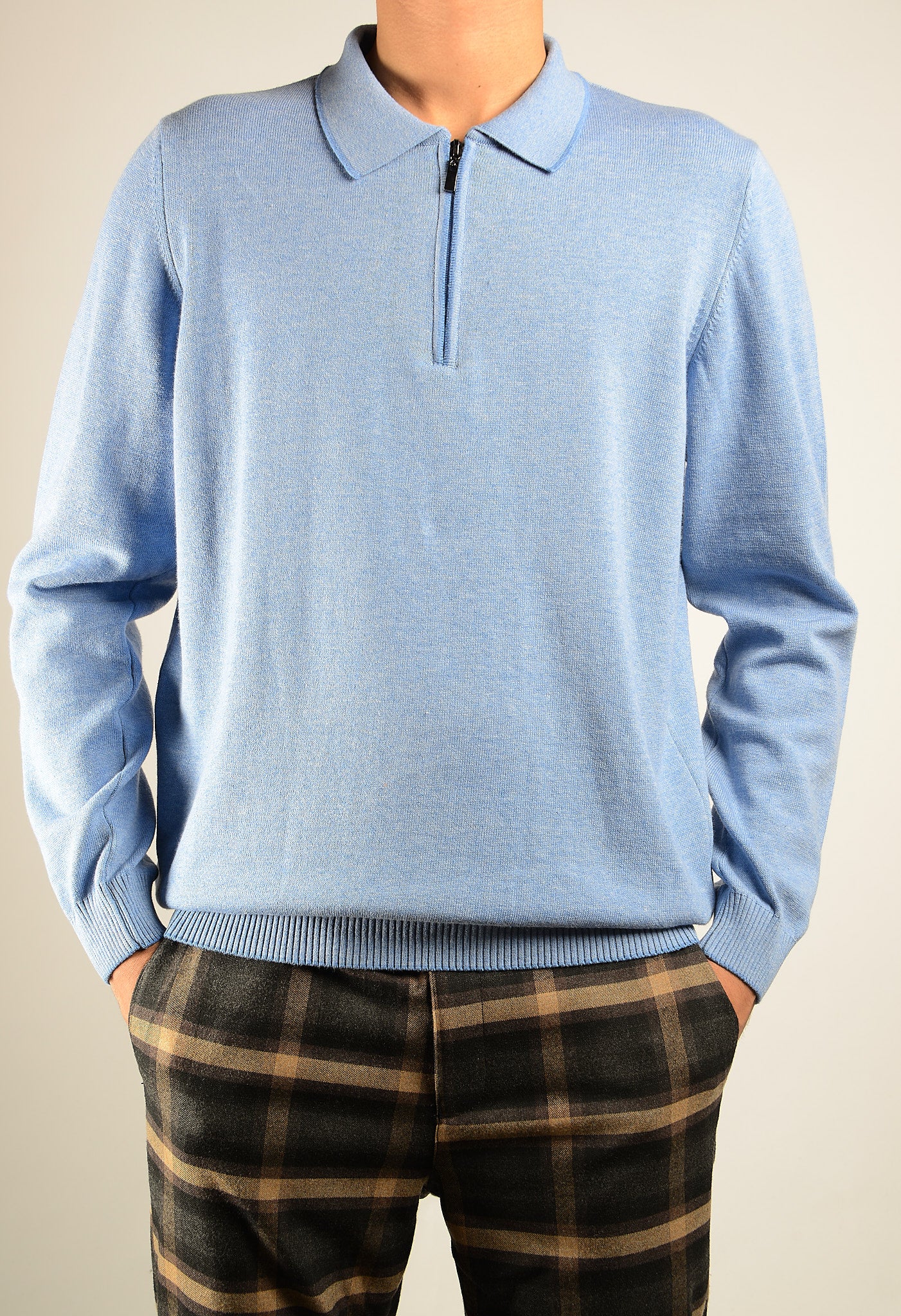 DT Tipped 1/4 Zip Polo Ls