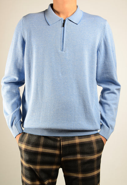 DT Tipped 1/4 Zip Polo Ls