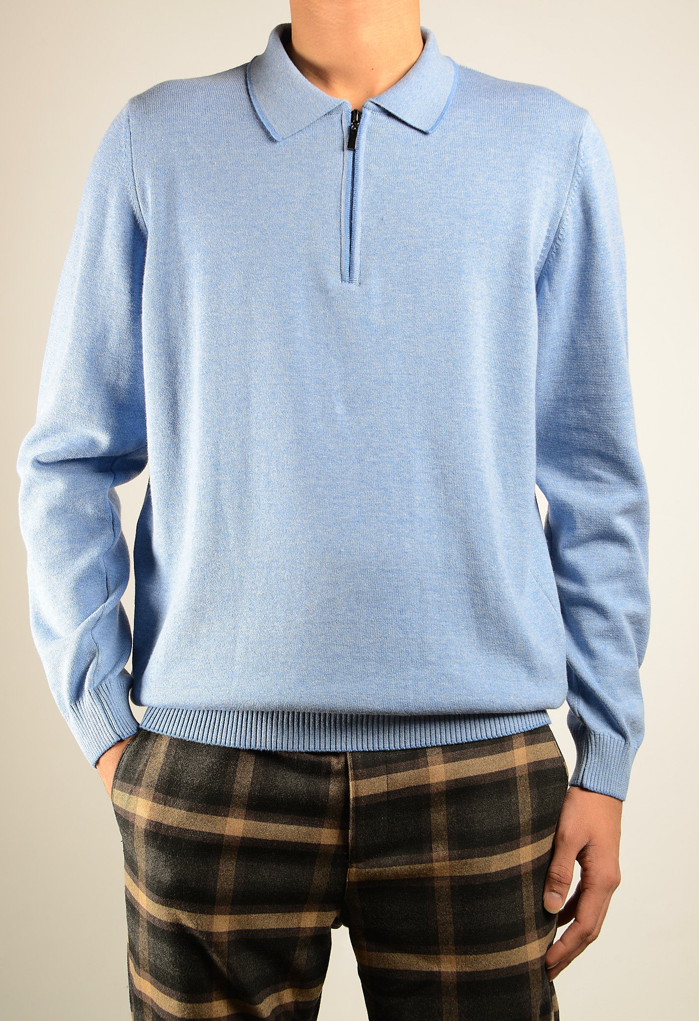 DT Tipped 1/4 Zip Polo Ls