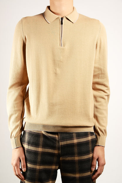 DT Tipped 1/4 Zip Polo Ls